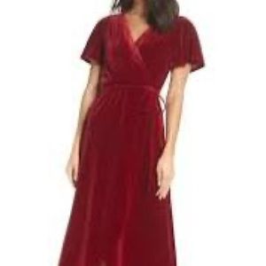 Red Velvet wrap dress size XS